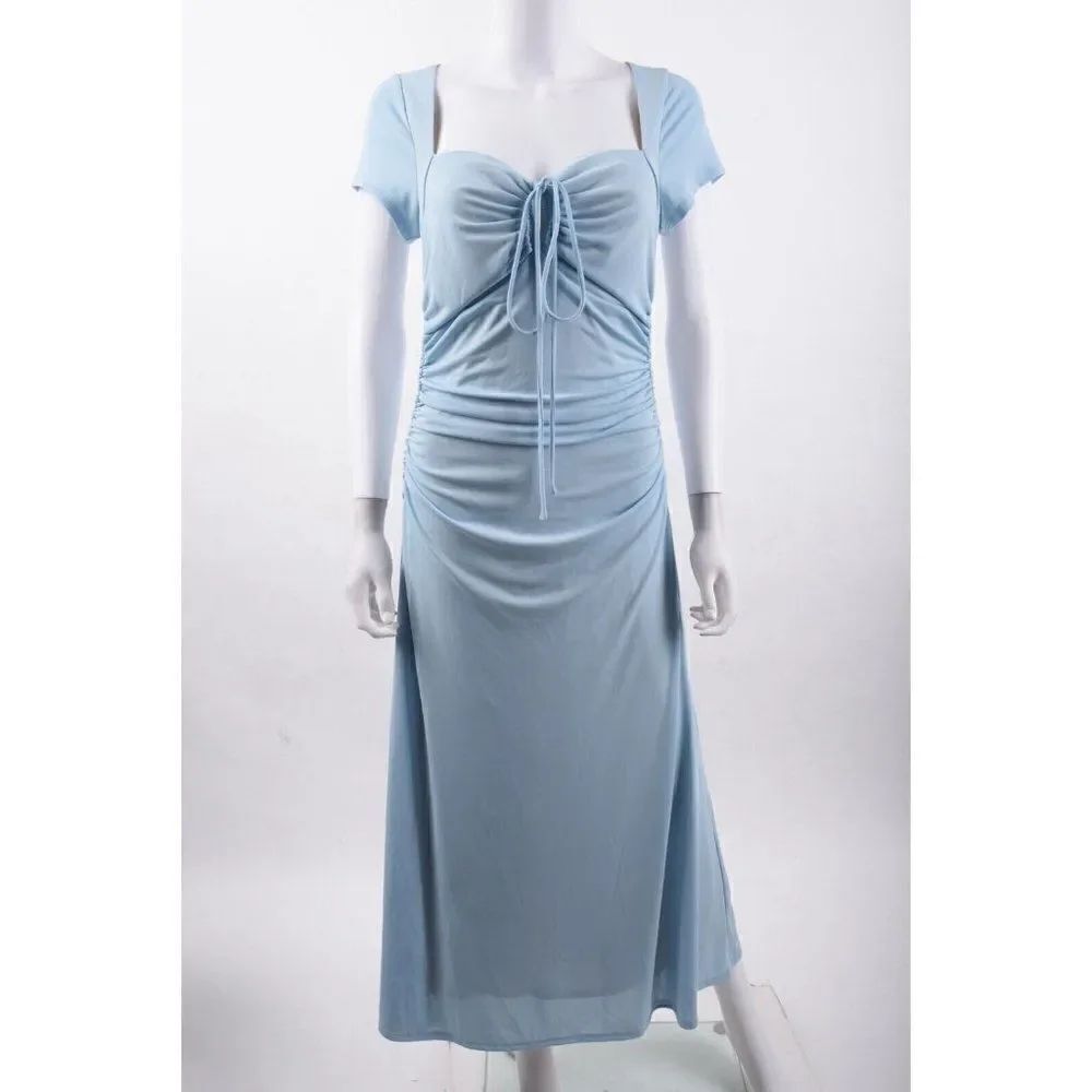 Cinq A Sept Womens Janis Stretch Crepe Midi Dress Sz 12 Blue NWT